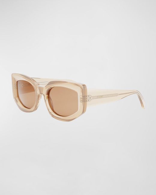 Céline White Bold 3 Dots Acetate Butterfly Sunglasses