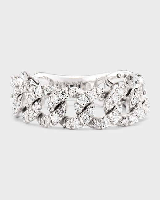 Zydo Metallic 18k White Gold Groumette Ring With Diamonds, Size 7