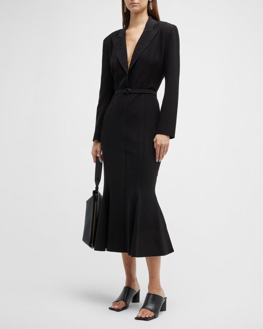 Norma Kamali Belted Blazer Midi Dress in Black | Lyst