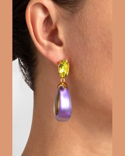 Alexis Purple Bonbon Crystal Lucite Small Teardrop Hoop Earrings