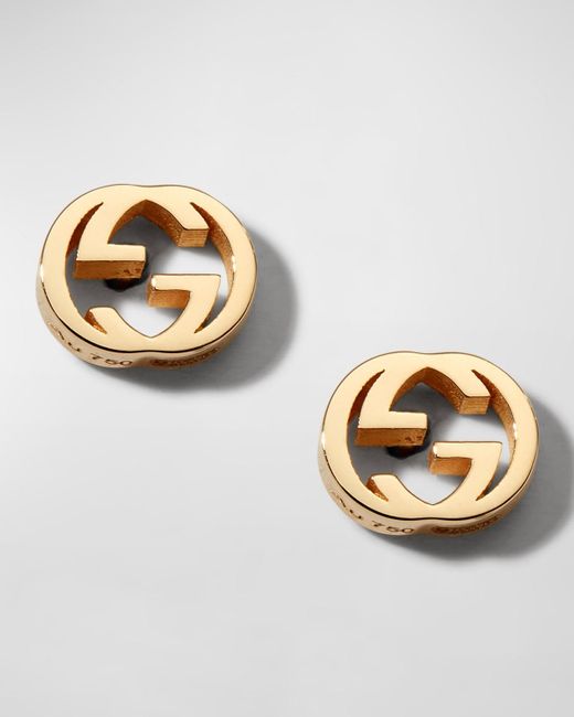 Gucci Metallic 18k Yellow Gold Interlocking G Earrings