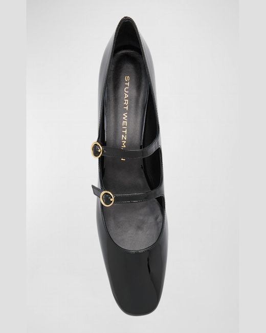 Stuart Weitzman Black Benni Patent Leather Mary Jane Ballerina Pumps