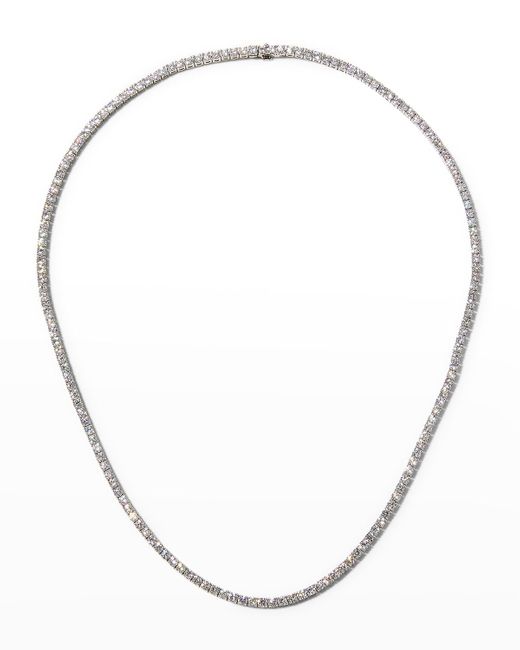 Memoire Metallic White Gold 4-prong Diamond Line Necklace, 8.0tcw