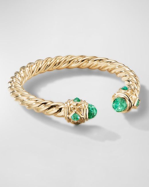 David Yurman Metallic Renaissance Ring With Emeralds In 18k Gold, 2.3mm