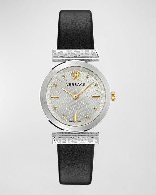 Versace White 34Mm Regalia Watch With Leather Strap