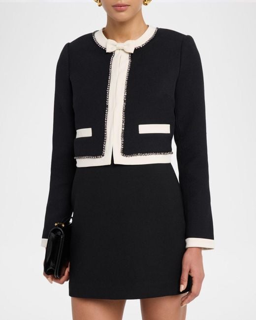 LoveShackFancy Black Ralphette Embellished Bow Jacket