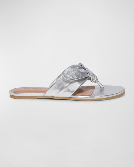 Bernardo White Metallic Flat Thong Slide Sandals