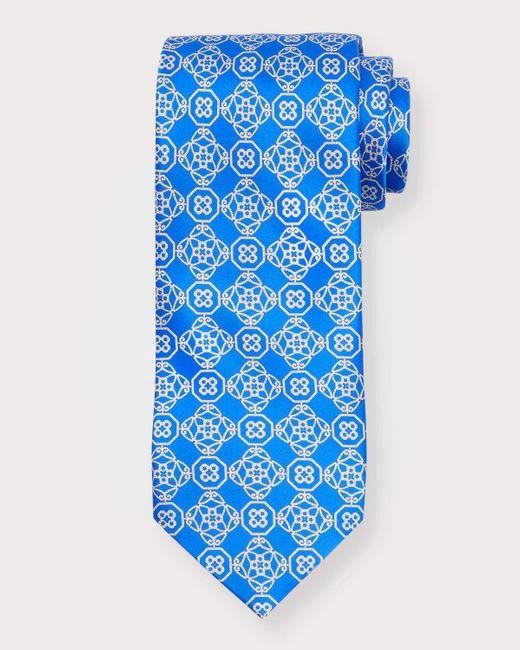 Stefano Ricci Blue Medallion Jacquard Silk Tie for men