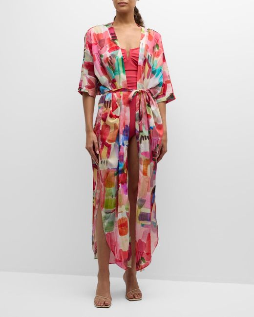 Shan Red Ophelie Kimono Coverup
