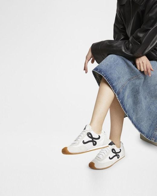Loewe White Flow Runner Suede And Leather Sneakers
