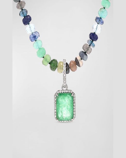 Sheryl Lowe Blue Emerald And Diamond Pendant On Montecito Nights Beaded Necklace, 30"l