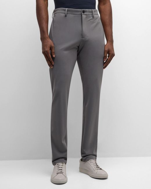Theory Gray Zaine Precision Ponte Slim-Straight Chino-Style Pants for men