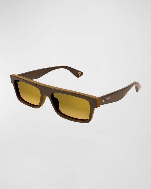 Gucci Brown Plastic Rectangle Sunglasses for men