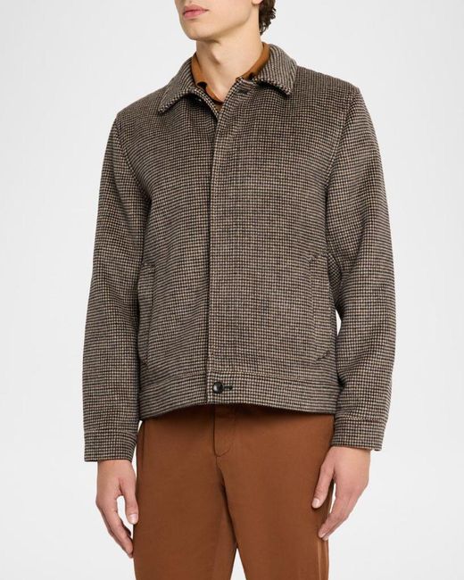Vince Brown Apos;S Houndstooth Button-Front Bomber Jacket for men