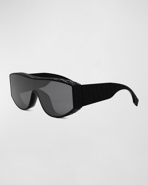 Fendi Black Allover Ff Logo Nylon Shield Sunglasses for men