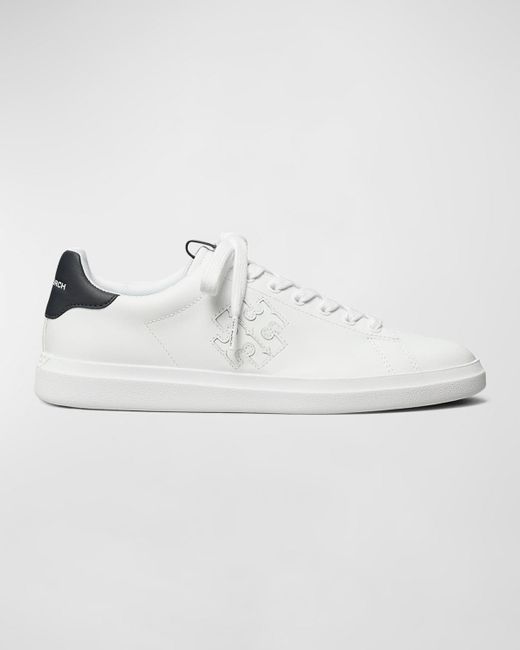 Tory Burch White Double T Howell Leather Sneakers