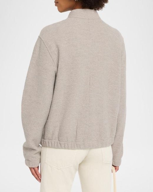 Eileen Fisher Natural Button-Front Boiled Wool Jacket