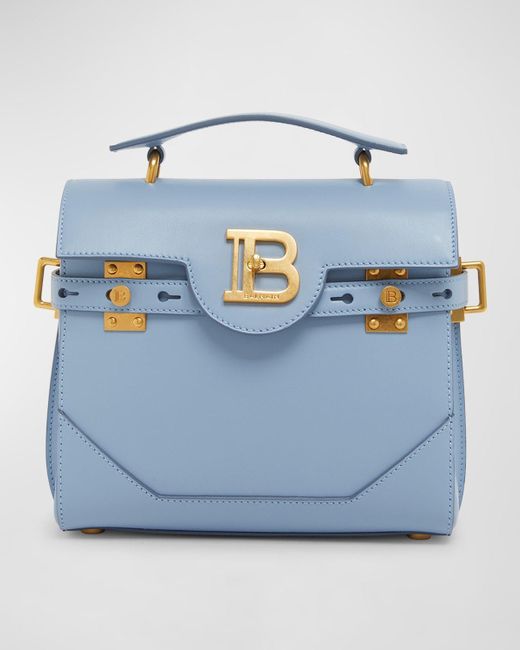 Balmain Blue Bbuzz 23 Top-handle Bag In Leather