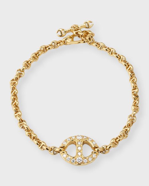 Hoorsenbuhs Metallic 18k Yellow Gold Micro Chain Bracelet With Diamonds