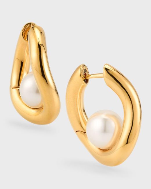 Balenciaga Metallic Loop Pearl Earrings