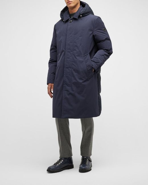 Moncler Lopevi Long Puffer Coat in Blue for Men | Lyst