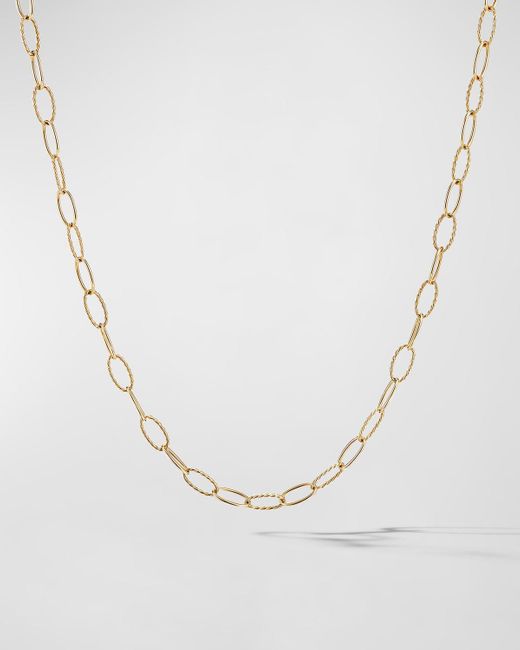 David Yurman White Elongated Oval Link Necklace In 18k Gold, 6mm, 36"l