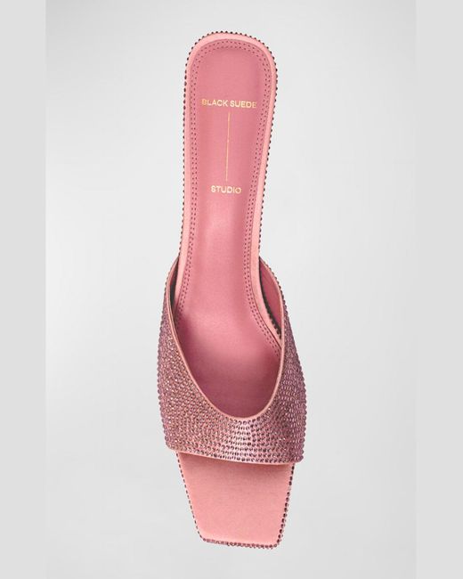 Black Suede Studio Pink Dia Crystal Mule Sandals