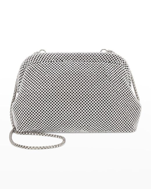 Rafe New York Gray Brooke Crystal Chainmail Frame Clutch