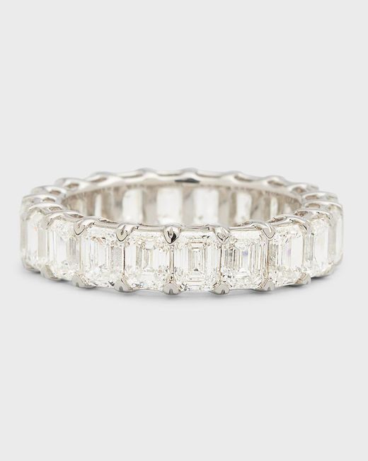 Neiman Marcus Natural 18k White Gold Emerald-cut Diamond Eternity Band Ring, Size 6, 6.0tcw