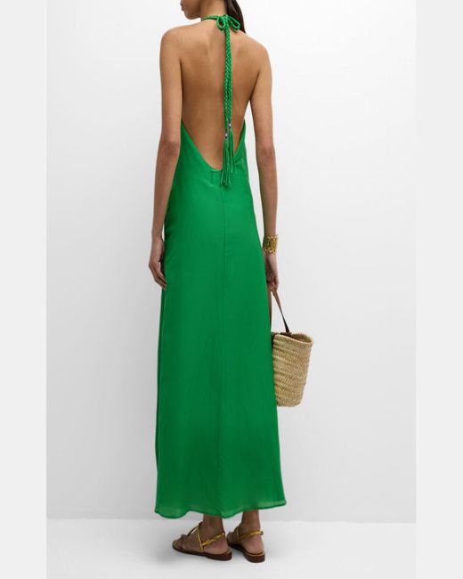 Xirena Green Drue Backless Cutout Halter Maxi Dress