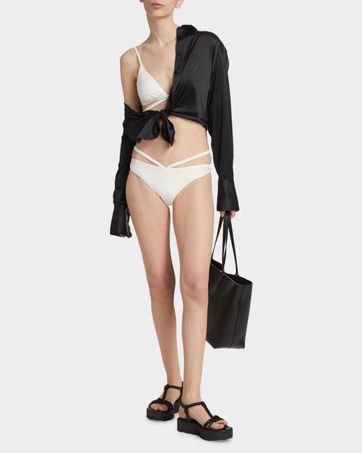 Jonathan Simkhai White Emmalynn Solid Strappy Bikini Bottoms