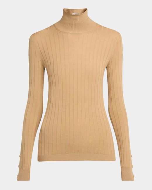 Moncler Natural Wool-Cashmere Turtleneck Sweater
