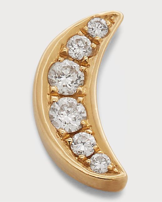 Andrea Fohrman Metallic 14k Gold Diamond Moon Stud Earring