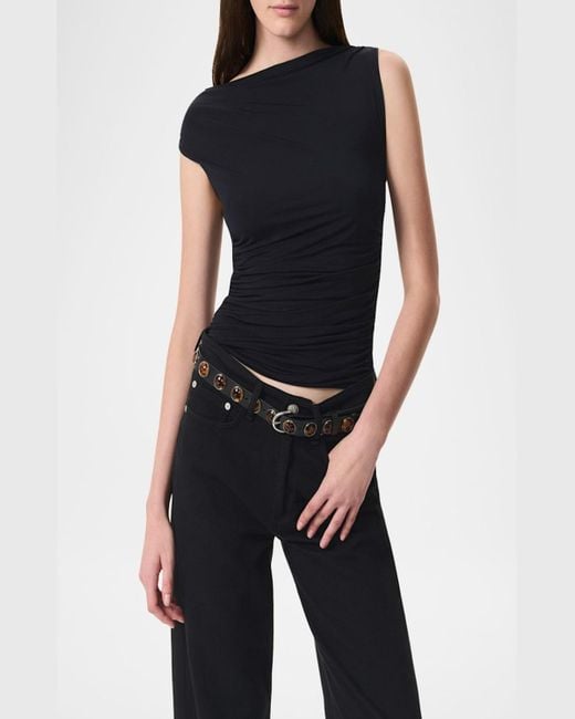 Rag & Bone Black Luca Shirred Top