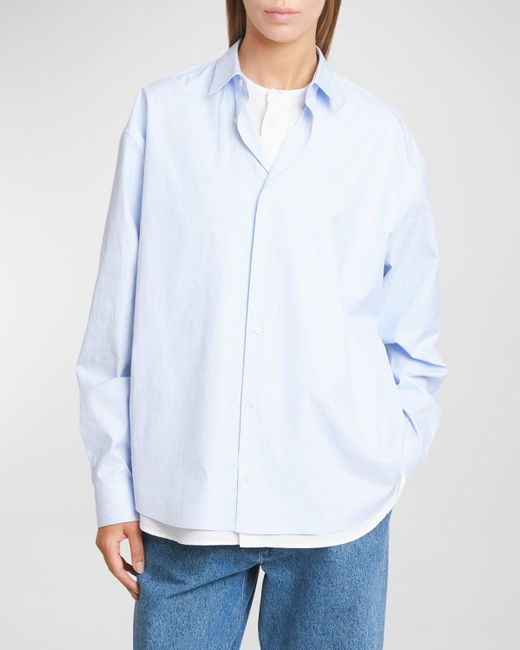 Loewe White Double Layered Button-Down Blouse