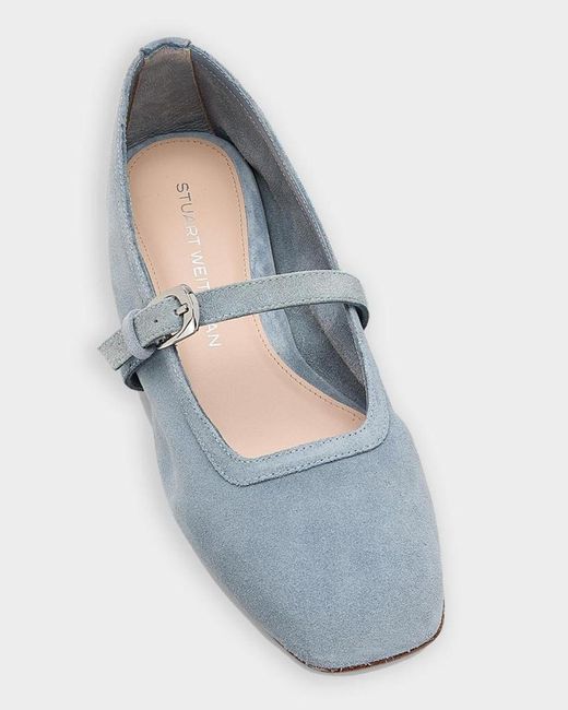 Stuart Weitzman Blue Sai Suede Ballet Flats