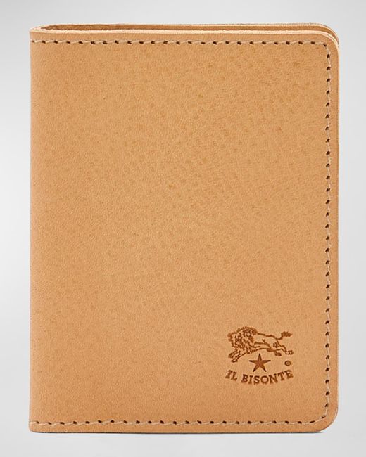 Il Bisonte Natural Vachetta Leather Bifold Card Case for men