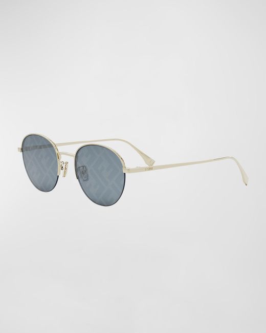Fendi Blue Travel Monogram Metal Sunglasses for men