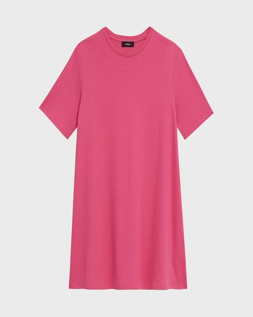 Theory Pink Oversized Cotton Tee Mini Dress