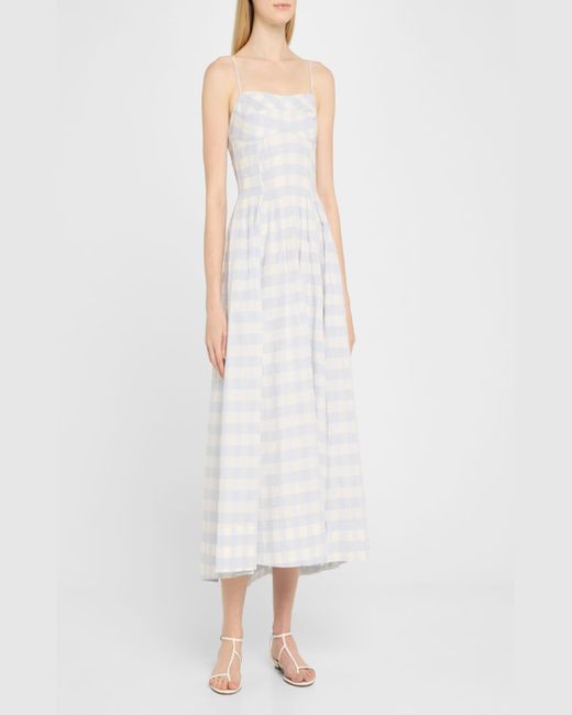 Jonathan Simkhai White Kittiya Check A-Line Midi Dress