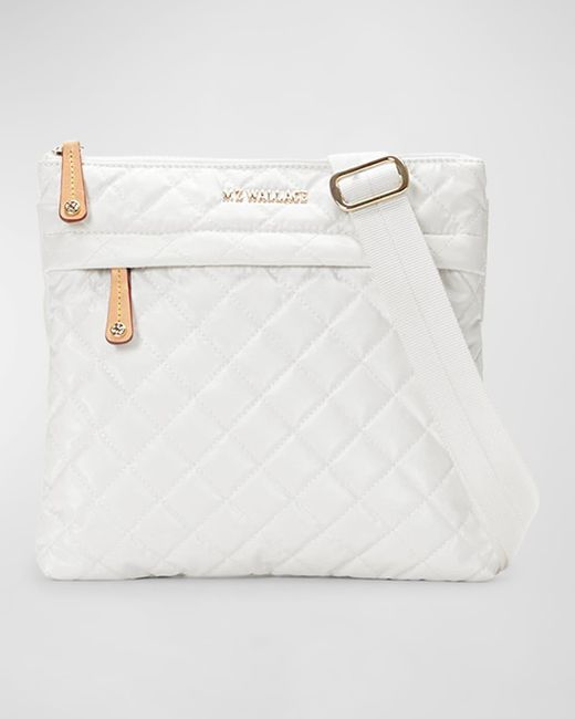 MZ Wallace Gray Metro Quilted Flat Crossbody Bag