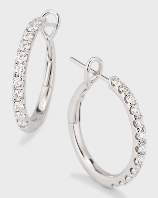 Frederic Sage Natural 18k White Gold Diamond Hoop Earrings