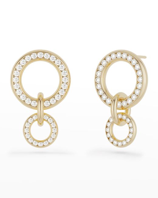 Spinelli Kilcollin Metallic White Gold 3-link Earrings With White Diamonds
