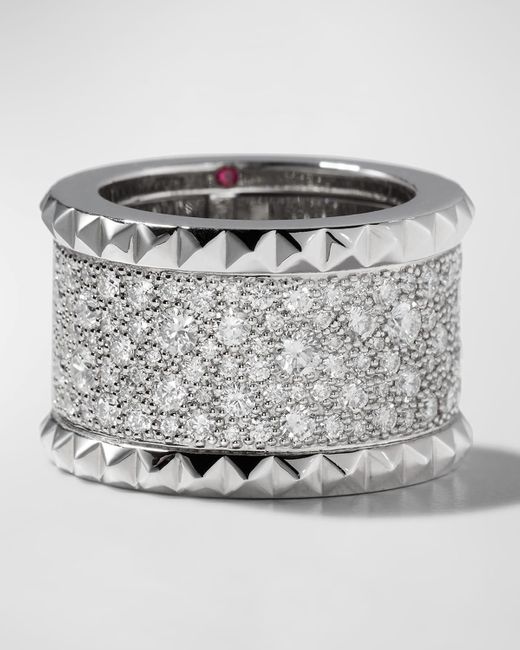 Roberto Coin Gray Rock & Diamonds 18k White Gold Ring, Size 6.5