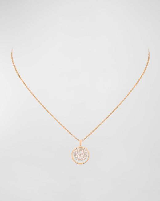 Messika White Lucky Move 18k Rose Gold Small Diamond Pendant Necklace
