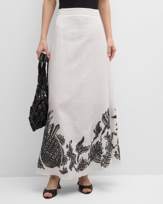 Dorothee Schumacher Gray Exquisite Luxury Embroidered Linen Maxi Skirt