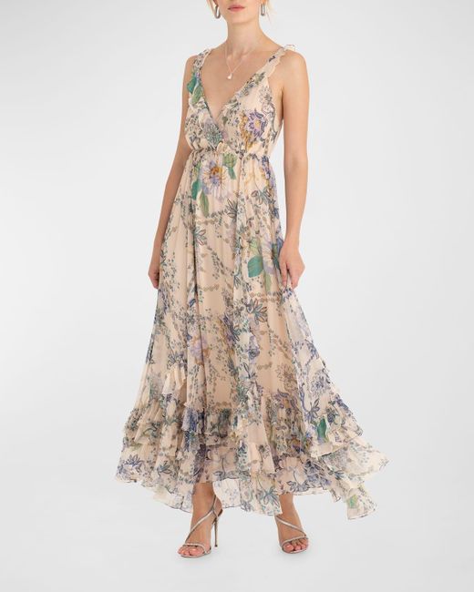 SECRET MISSION Natural Celia Floral Maxi Dress