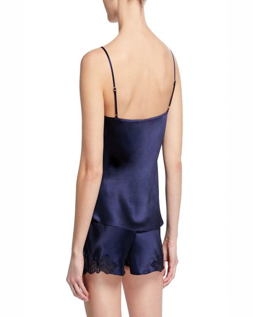 Christine Lingerie Blue Bijoux Short Lace-trim Silk Pajama Set