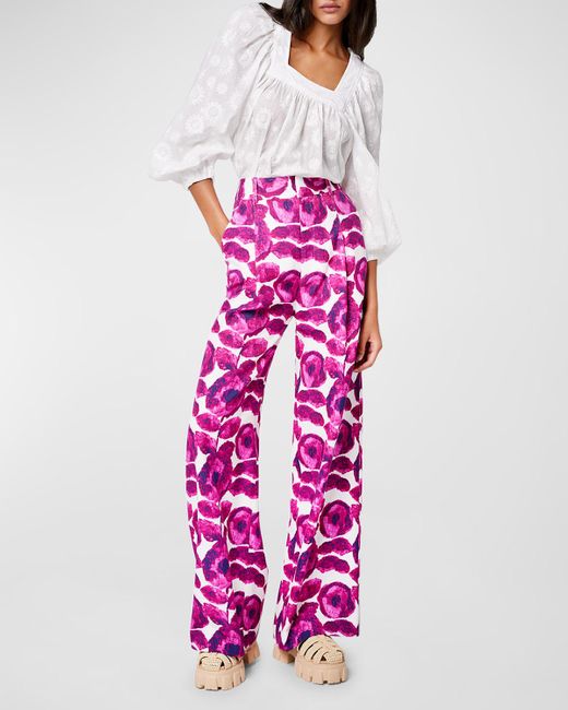 Smythe Pink Mid-Rise Pleated Wide-Leg Trousers