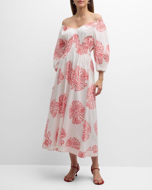 Marie Oliver Pink Ava Floral-Print Empire Midi Dress